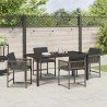 Ensemble de salle à manger de jardin 5 pièces avec des coussins en rattan synthétique gris. 