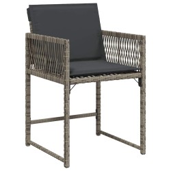 Ensemble de salle à manger de jardin 5 pièces avec des coussins en rattan synthétique gris. 