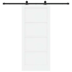 Porte coulissante avec ensemble de quincaillerie Blanche 86x198,5 cm Bois massif en pin 