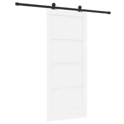 Porte coulissante avec ensemble de quincaillerie Blanche 86x198,5 cm Bois massif en pin 