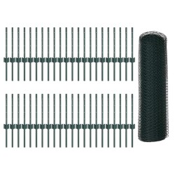 Poteaux de clôture 11 pcs U-Channel Vert 40 cm Acier 