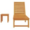 Chaise longue avec table en bois massif d'acacia 