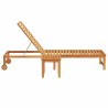Chaise longue avec table en bois massif d'acacia 