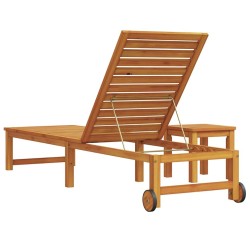Chaise longue avec table en bois massif d'acacia 
