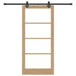 Porte coulissante avec matériel 'ORKDAL'en bois massif et verre 