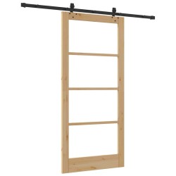 Porte coulissante avec matériel 'ORKDAL'en bois massif et verre 