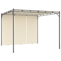 Belvédère de jardin avec rideau latéral 3x3x2,25 m Crème 