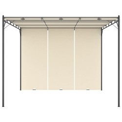 Belvédère de jardin avec rideau latéral 3x3x2,25 m Crème 