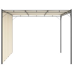 Belvédère de jardin avec rideau latéral 3x3x2,25 m Crème 