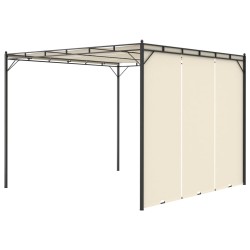 Belvédère de jardin avec rideau latéral 3x3x2,25 m Crème 