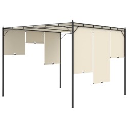 Belvédère de jardin avec rideau latéral 3x3x2,25 m Crème 