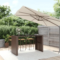 Table de bar et dessus en verre marron 185x80x110 cm poly rotin 