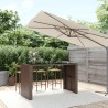 Table de bar et dessus en verre marron 185x80x110 cm poly rotin 