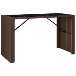Table de bar et dessus en verre marron 185x80x110 cm poly rotin 