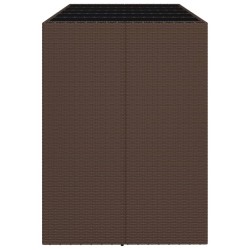Table de bar et dessus en verre marron 185x80x110 cm poly rotin 