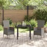 Chaises de jardin avec coussin 3 pcs Gris 80 x 80 x 73 cm 