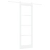 Porte coulissante avec quincaillerie blanche 78x232 cm en bois massif 