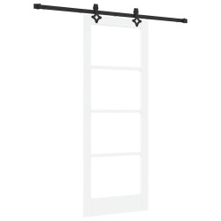 Porte Coulissante avec Ensemble de Quincaillerie 'ORKDAL'Bois Massif Blanc & Verre 
