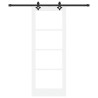 Porte Coulissante avec Ensemble de Quincaillerie 'ORKDAL'Bois Massif Blanc & Verre 