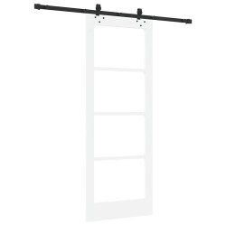 Porte Coulissante avec Ensemble de Quincaillerie 'ORKDAL'Bois Massif Blanc & Verre 