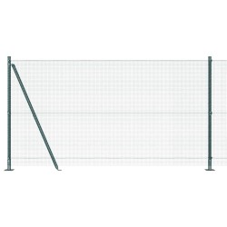 Clôture en fil soudé avec 13 poteaux en métal vert 1,2 x 25 m 