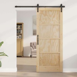 Porte Coulissante avec Ensemble de Quincaillerie 83x202 cm Bois Massif Pin 