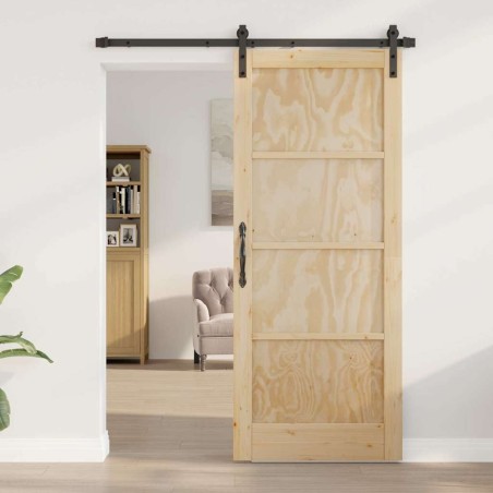 Porte Coulissante avec Ensemble de Quincaillerie 83x202 cm Bois Massif Pin 