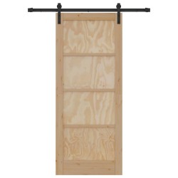 Porte Coulissante avec Ensemble de Quincaillerie 83x202 cm Bois Massif Pin 