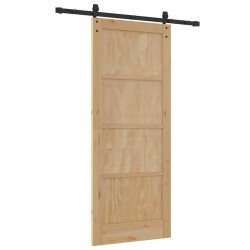 Porte Coulissante avec Ensemble de Quincaillerie 83x202 cm Bois Massif Pin 