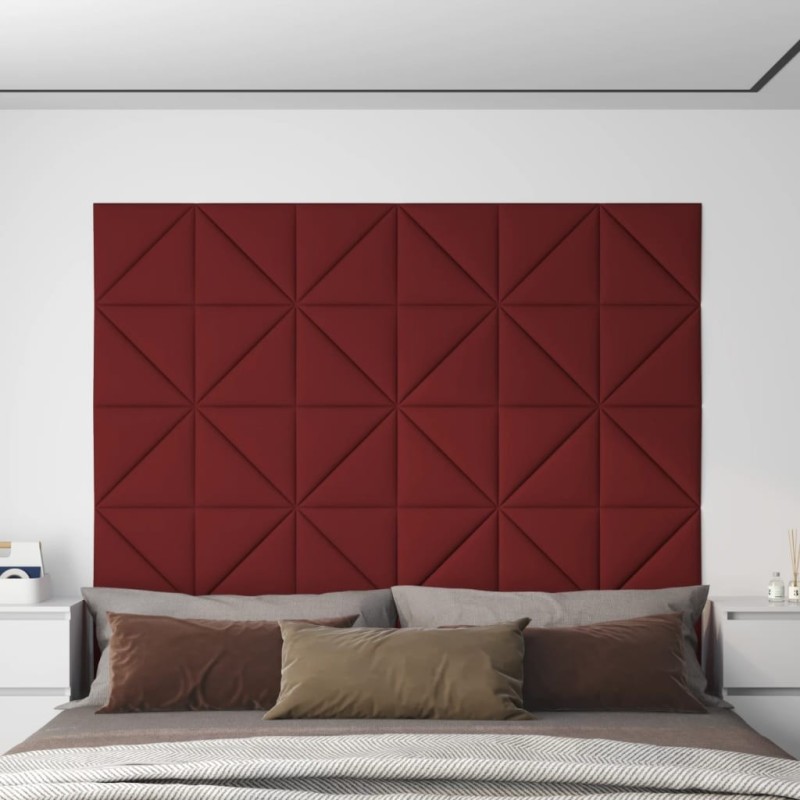 Panneaux muraux 12 pcs Rouge bordeaux 30x30 cm Tissu 0,54 m² 