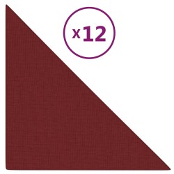 Panneaux muraux 12 pcs Rouge bordeaux 30x30 cm Tissu 0,54 m² 