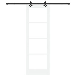 Porte coulissante avec kit de matériel Blanc 78x232 cm Bois massif de pin 