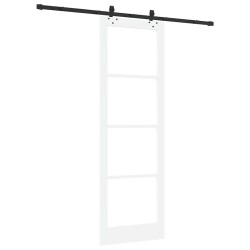 Porte coulissante avec kit de matériel Blanc 78x232 cm Bois massif de pin 