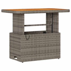 Ensemble de salle à manger de jardin 3 pièces avec coussins gris en poly rotin et acacia 