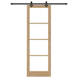Porte Coulissante avec Accessoires « ORKDAL » Bois Massif & Verre 
