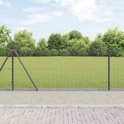Clôture en Fil Soudé avec 13 Poteaux Flangés Gris 1,5x25 m Acier 