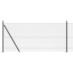 Clôture en Fil Soudé avec 13 Poteaux Flangés Gris 1,5x25 m Acier 