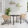 Set de salle à manger de jardin 3 pièces avec des coussins en poly rotin marron. 