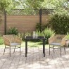 Set de salle à manger de jardin 3 pièces avec des coussins en poly rotin marron. 