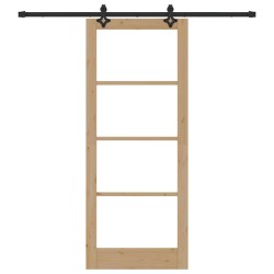 Porte coulissante avec kit de quincaillerie 'ORKDAL'Bois massif et verre 