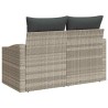 Canapé de jardin 2 places avec rangement et coussins gris en poly rattan 