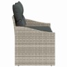 Canapé de jardin 2 places avec rangement et coussins gris en poly rattan 