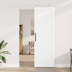 Porte coulissante avec kit de quincaillerie 'ORKDAL'Blanche en bois de pin massif 
