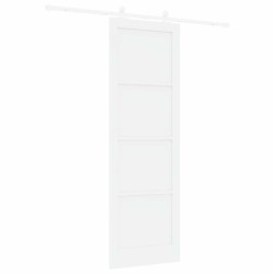 Porte coulissante avec kit de quincaillerie 'ORKDAL'Blanche en bois de pin massif 