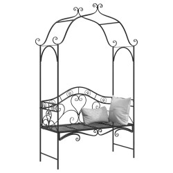 Banc d'extérieur noir Noir Métal Grand Détails décoratifs 