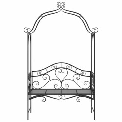 Banc d'extérieur noir Noir Métal Grand Détails décoratifs 