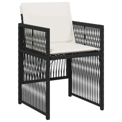 Ensemble de jardin 5 pièces avec coussins en poly rotin noir 
