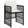Ensemble de jardin 5 pièces avec coussins en poly rotin noir 