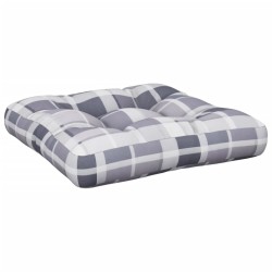 Coussin de palette carreaux gris 58x58x10 cm tissu 