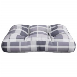 Coussin de palette carreaux gris 58x58x10 cm tissu 